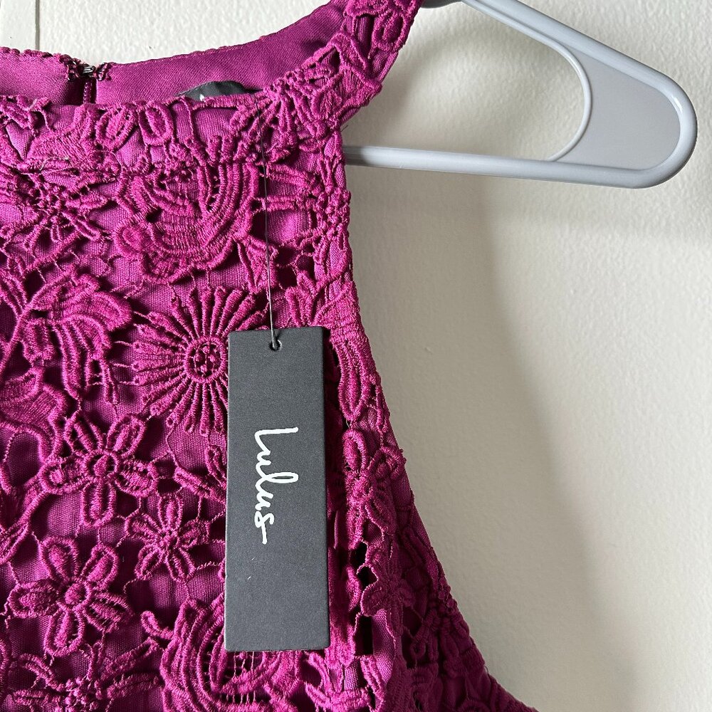 Lulu's Lace Love Poem Cocktail Dress — Magenta | Medium